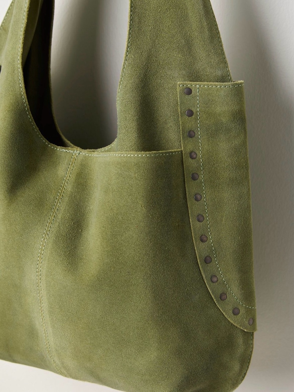 NWT Free People Matcha Rori Suede Tote  w/ FP Ultra Skinny Scarf & Cherry Charm - Picture 12 of 16